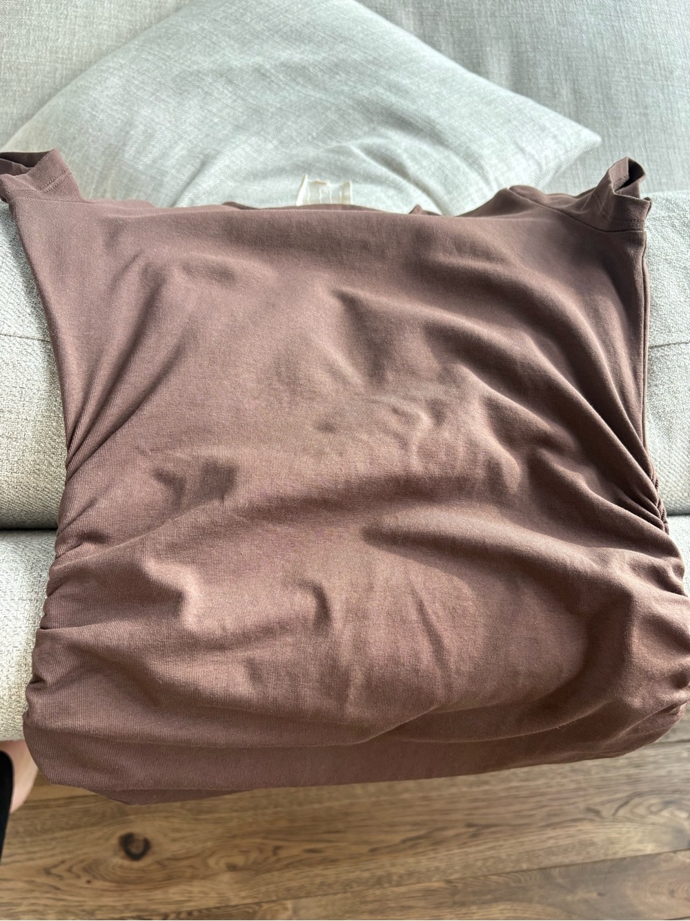 Sezane Dark Brown Short Sleeve Ruched Maxi Dress - Picture 5 of 5